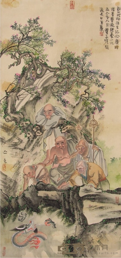 弘一绢本人物立轴 91×43cm