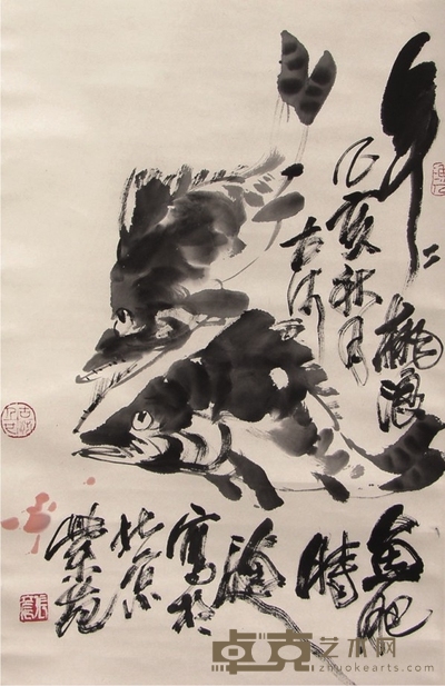 张立辰鱼立轴 69×44cm
