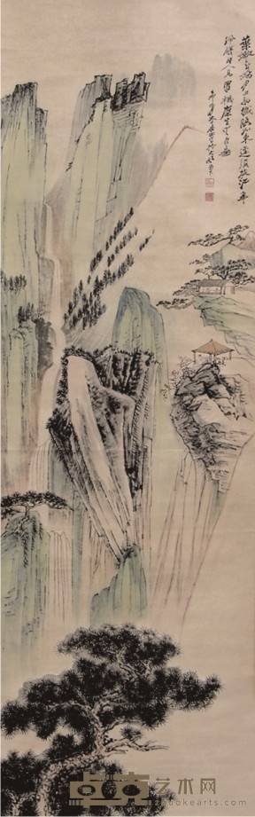 张大千山水立轴 149×46cm