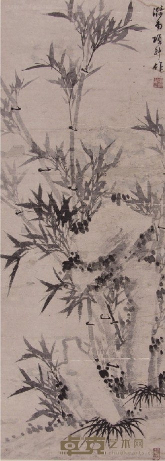 项绅竹石图 98×37cm