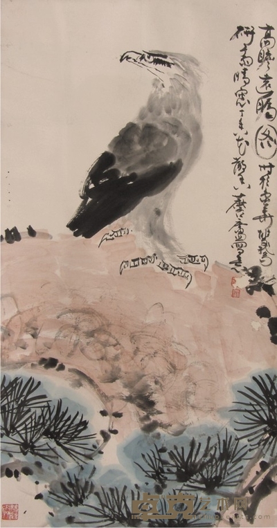 许麟庐鹰镜片 130×68cm