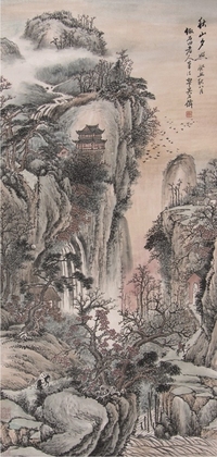 吴石仙山水立轴