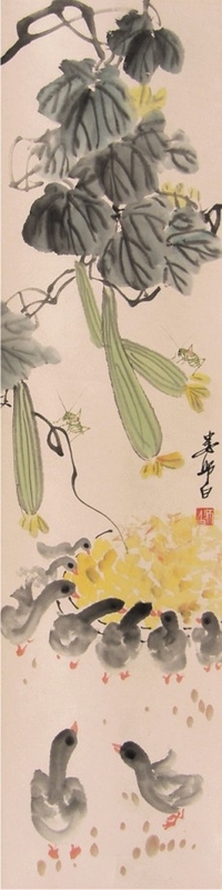 娄师白花鸟立轴