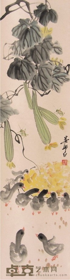 娄师白花鸟立轴 135×34cm