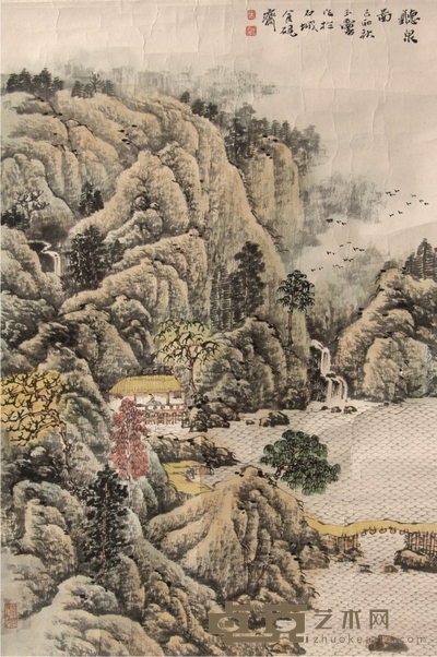 宋玉麟山水镜片 67×45cm