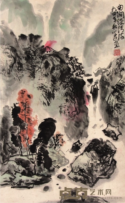 郭公达山水立轴 68×42cm