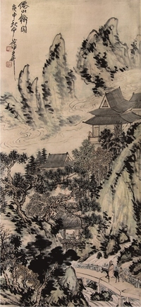 蒲华山水立轴