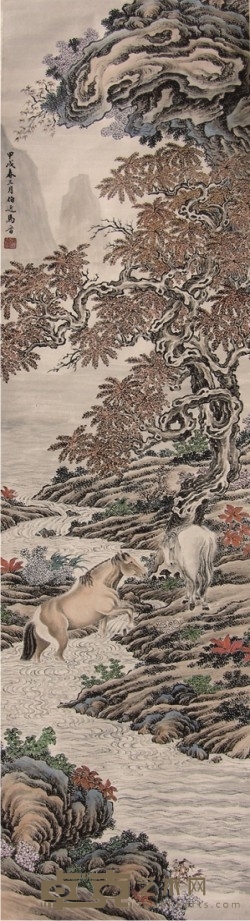 马晋马立轴 140×35cm