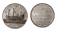 1848年英国铸造第一艘中国戎克船驶抵伦敦纪念精铸镜面银质纪念章一枚