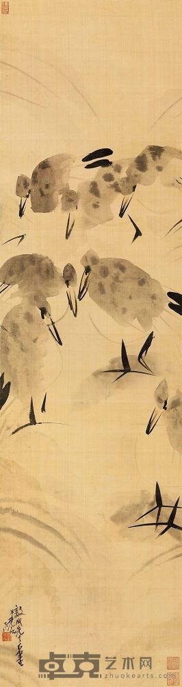 林风眠 1933年作 水禽图 158×42cm