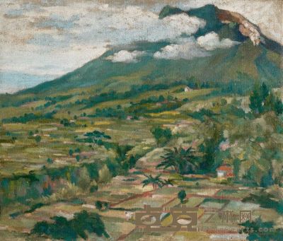 周碧初 1953年作 印尼火山 45.5×53cm