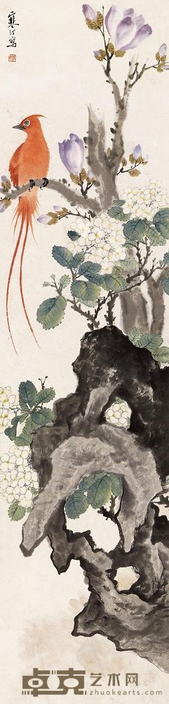 江寒汀 富贵眉寿 立轴 105.2×25.2cm