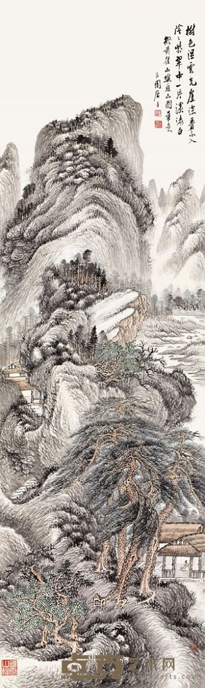 张石园 夏山图 立轴 147.6×44.2cm