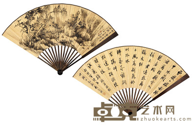 吴子深 书画合璧扇 成扇 18.6×51cm