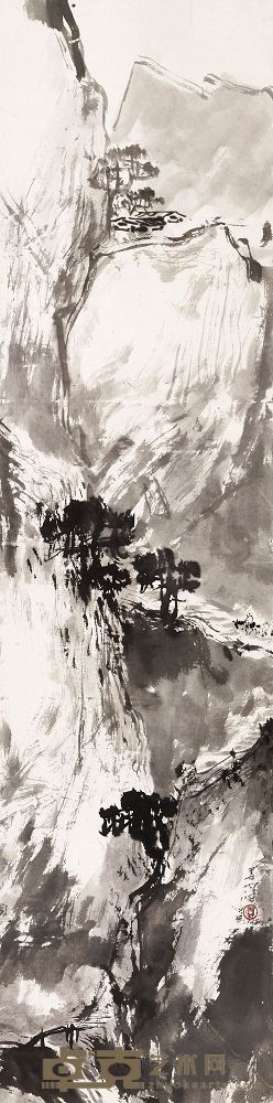 杨善深 高山行旅 立轴 138×34.8cm