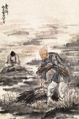 赵望云 戊辰（1928年）作 索薪 立轴