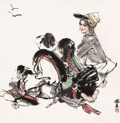 史国良 散牧小憩 立轴