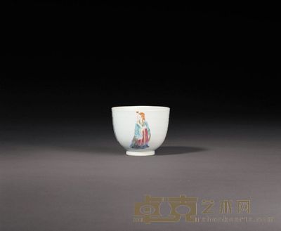 清道光 粉彩无双谱图杯 直径8.3cm