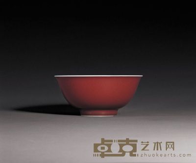 清康熙 红釉碗 直径15.6cm
