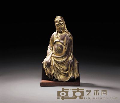 明末清初 铜漆金文式关公坐像 高26.5cm