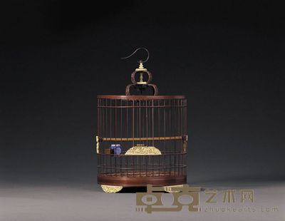 清晚期 竹制圆鸟笼 21.7×34.2cm