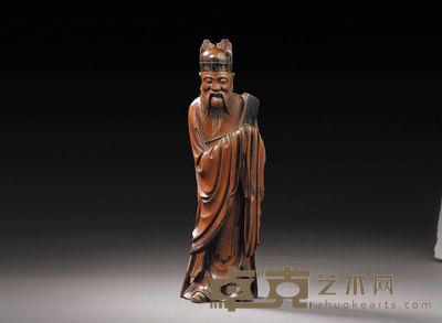 明晚期 黄杨木雕人物立像 高30cm