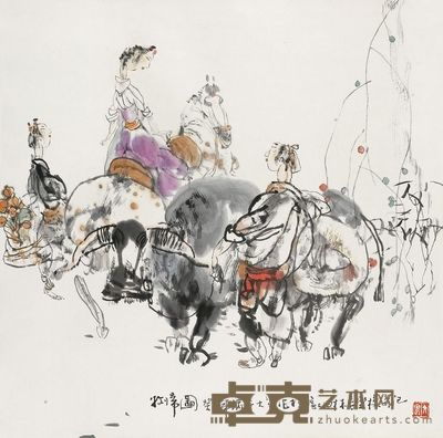 施大畏 1993年作 情深意长 立轴 67×67.5cm