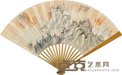 胡若思 杨子鹏 黄山九龙瀑 篆书 成扇