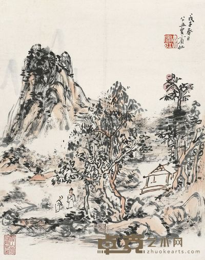 黄宾虹 1950年作 清山幽居 立轴 32×25.5cm