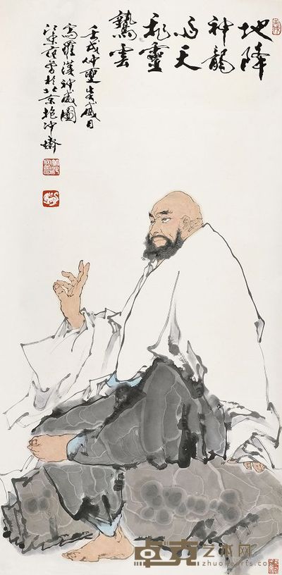 范曾 1982年作 罗汉神威 立轴 137×68.5cm