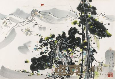 吴冠中 1987年作 玉龙双松 镜心 40×59cm