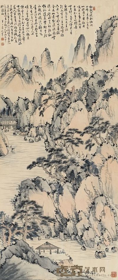 陈年 湖山清远 镜心 110×47cm