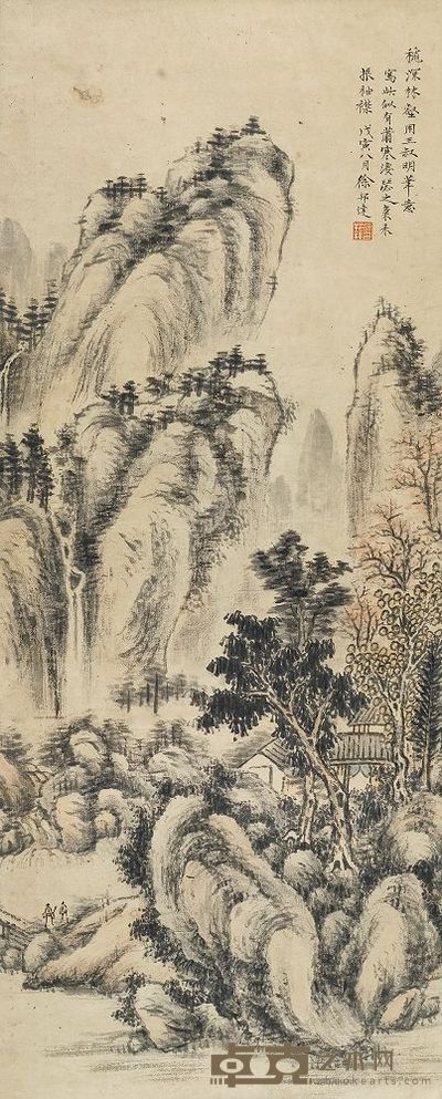 徐邦达 1938年作 秋深林壑 立轴 91×36.5cm