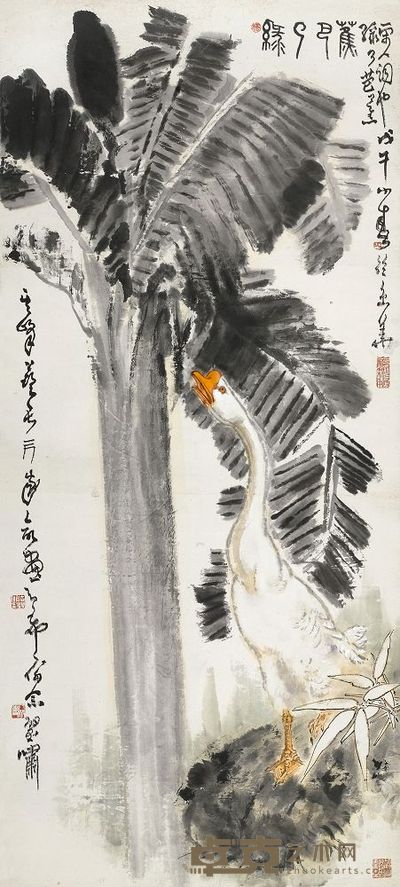 郑乃珖 1978年作 绿了芭蕉 立轴 139×62.5cm
