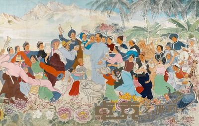 无款 毛主席和少数民族在一起 镜心 84×132cm