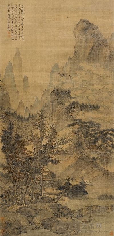 叶欣 萧岭翠微 镜心 101×48cm