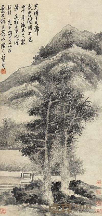 龚贤 梦树图 立轴 89×41.5cm
