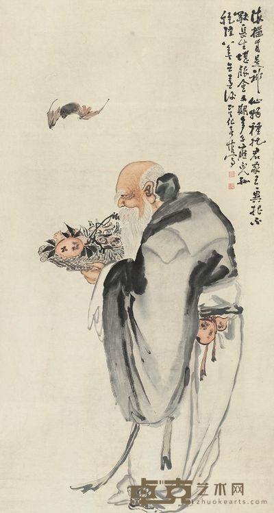 黄慎 1743年作 多子多福 立轴 174×93.5cm