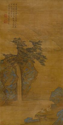 陆治 1564年作 风壑奔泉 立轴