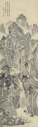 居节 1532年作 溪山行旅图 立轴