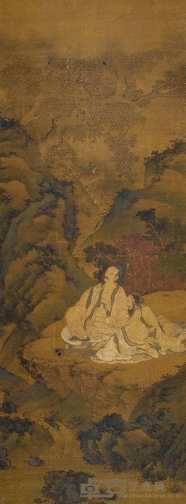 无款 高逸论道图 立轴 138×52cm