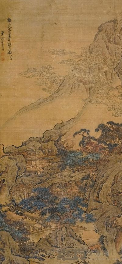 李寅 1703年作 翠峦拥壑 立轴 146×67cm