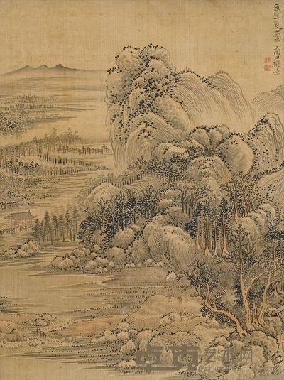 恽南田 夏山图 立轴 41×30.5cm