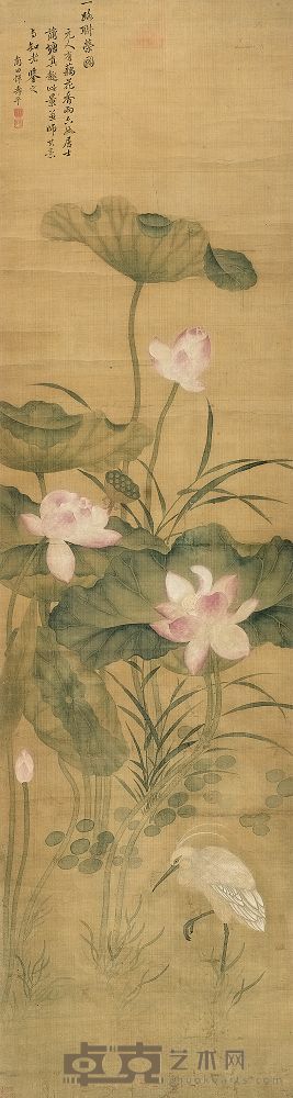 恽寿平 一路联荣图 立轴 172×47cm