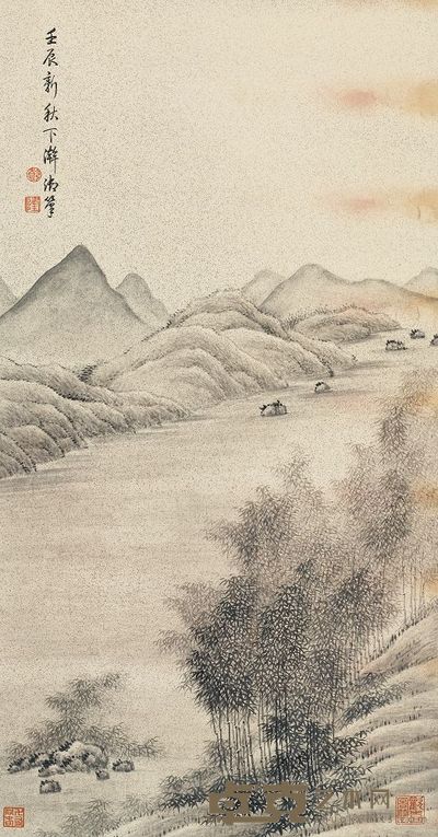 乾隆帝 1772年作 寒林竹溪 立轴 71×37.5cm