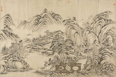 钱维城 林泉清晖 横幅 129×19.5cm