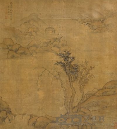 查士标 秋山远眺 镜心 84×76cm