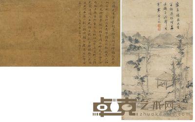 查士标 虚亭凭栏 镜心 66×39cm