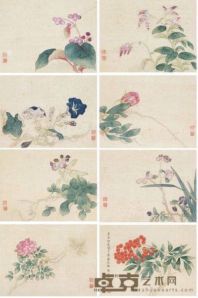 恽冰 清晖秀妍册 册页 （八开） 15.5×20.5cm×8