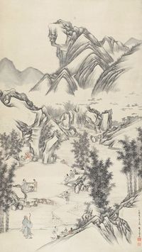 葛尊 1885年作 竹林七贤 立轴